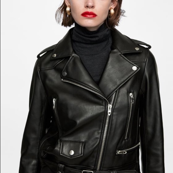 Vintage Jackets & Blazers - Cropped Black Leather Moto Jacket Vintage